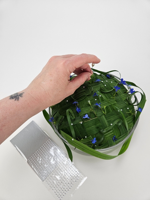 Create a woven base for a “prettiest flower of the moment” display