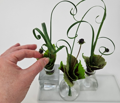 Foliage that sits under water (gasp, right!?!) to create a frilly design gap in bud vases