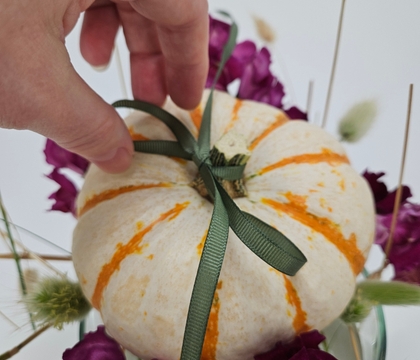 Rustle up (and down) a grass armature for a gravity defying pumpkin display