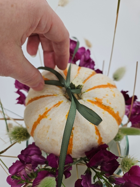 Rustle up (and down) a grass armature for a gravity defying pumpkin display